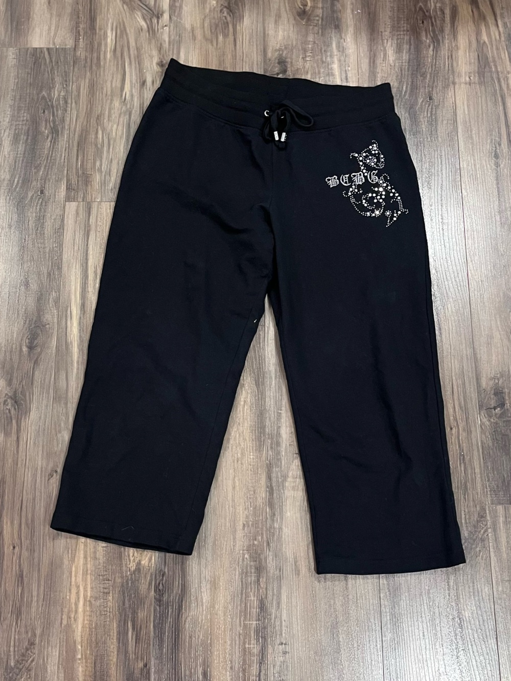 BCBGMaxAzria Black Rhinestone Accent Sweatpants